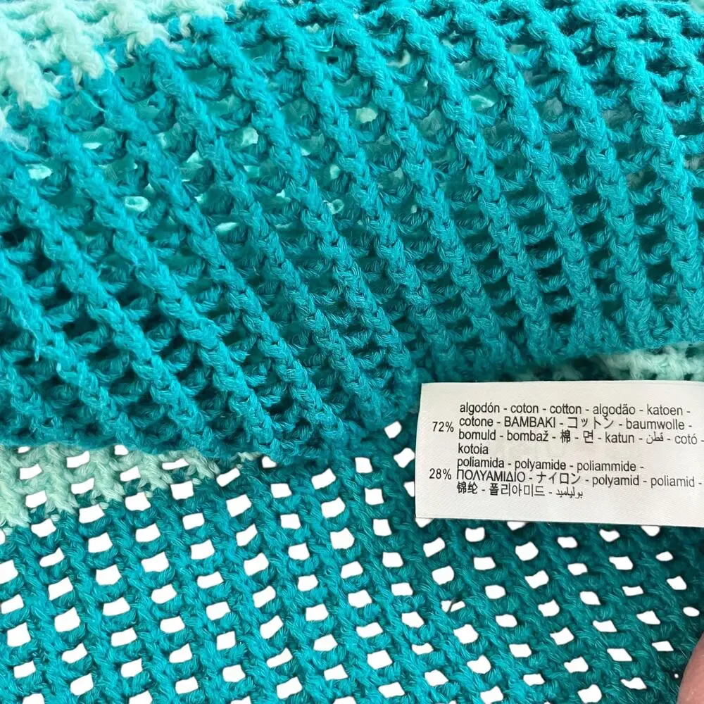 Zara Girls Turquoise Striped Crochet Sweater Top Size 9-10